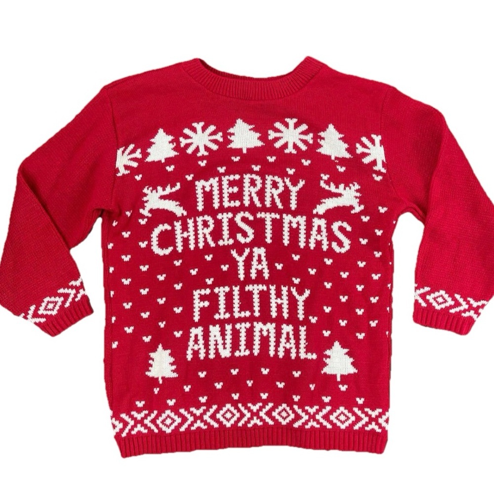 Ugly Christmas Sweater Home Alone Filthy Animal Winter Holiday Unisex Sz S/M‎